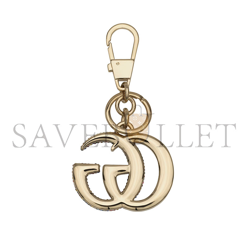 GUCCI CRYSTAL DOUBLE G KEYCHAIN 820826